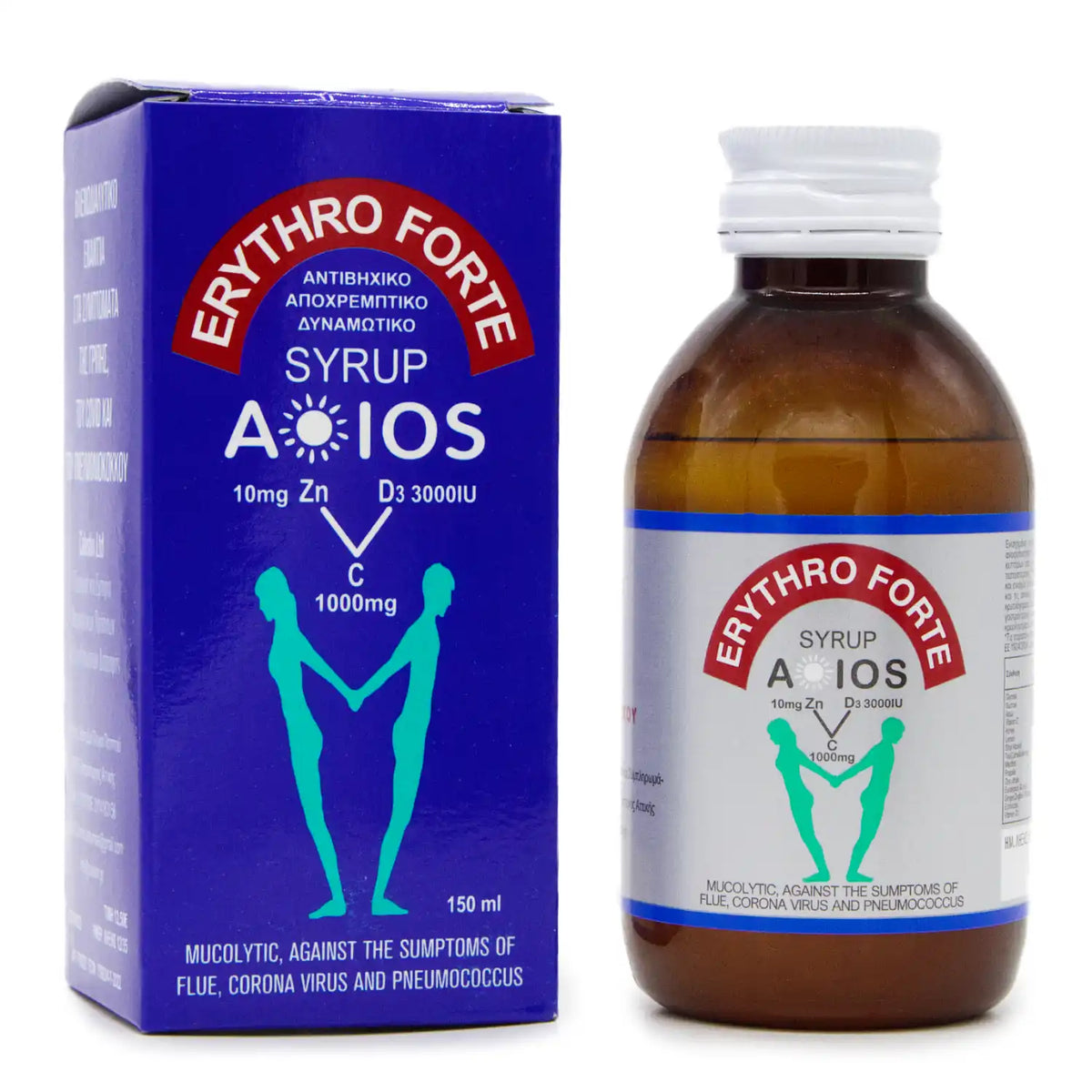 Erythro Forte A-IOS Σιρόπι 150ml – Αντιβηχικό, Αποχρεμπτικό & Δυναμωτικό Συμπλήρωμα Διατροφής