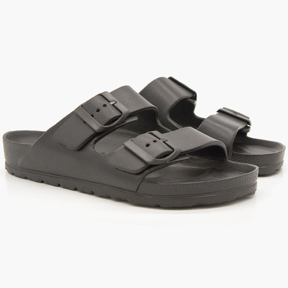Unisex ανατομική παντόφλα Level Anatomic 167 μαύρο - πλάγια όψη ζεύγους με διπλή αγκράφα