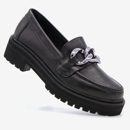 Level Anatomic 6571 Γυναικεία Ανατομικά Παπούτσια Loafers Δερμάτινα Μαύρα