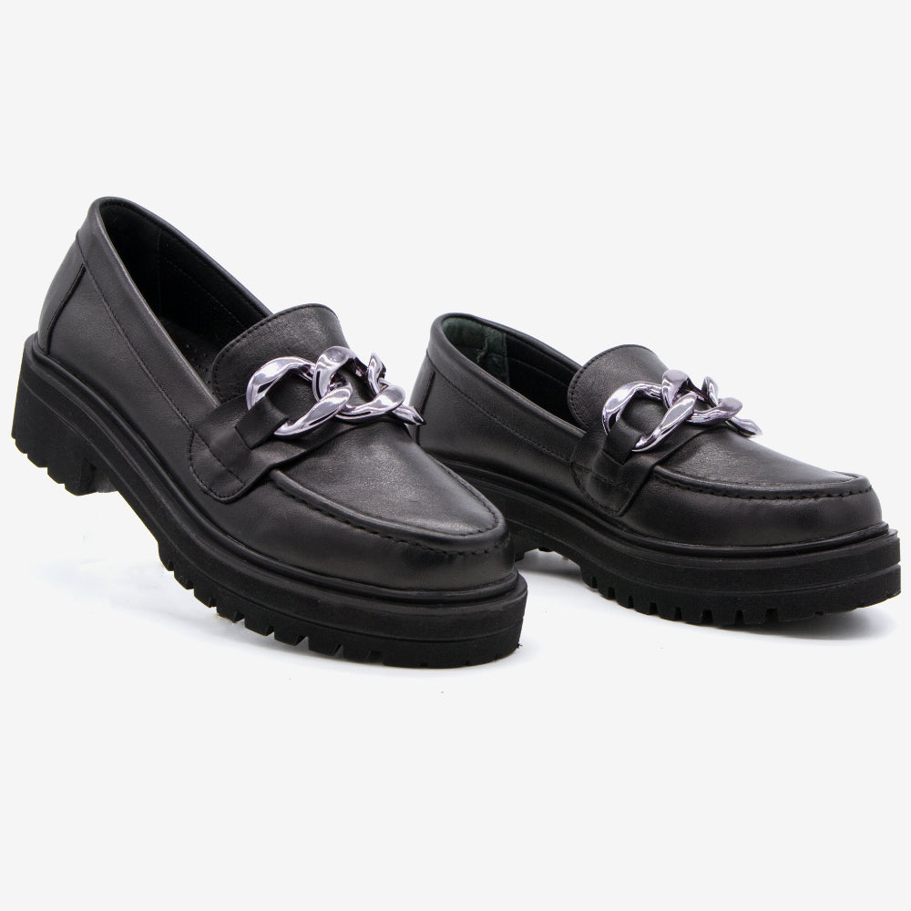 Level Anatomic 6571 Γυναικεία Ανατομικά Παπούτσια Loafers Δερμάτινα Μαύρα