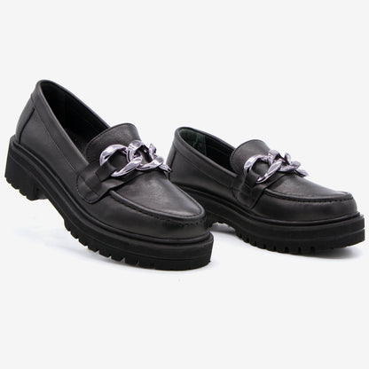Level Anatomic 6571 Γυναικεία Ανατομικά Παπούτσια Loafers Δερμάτινα Μαύρα