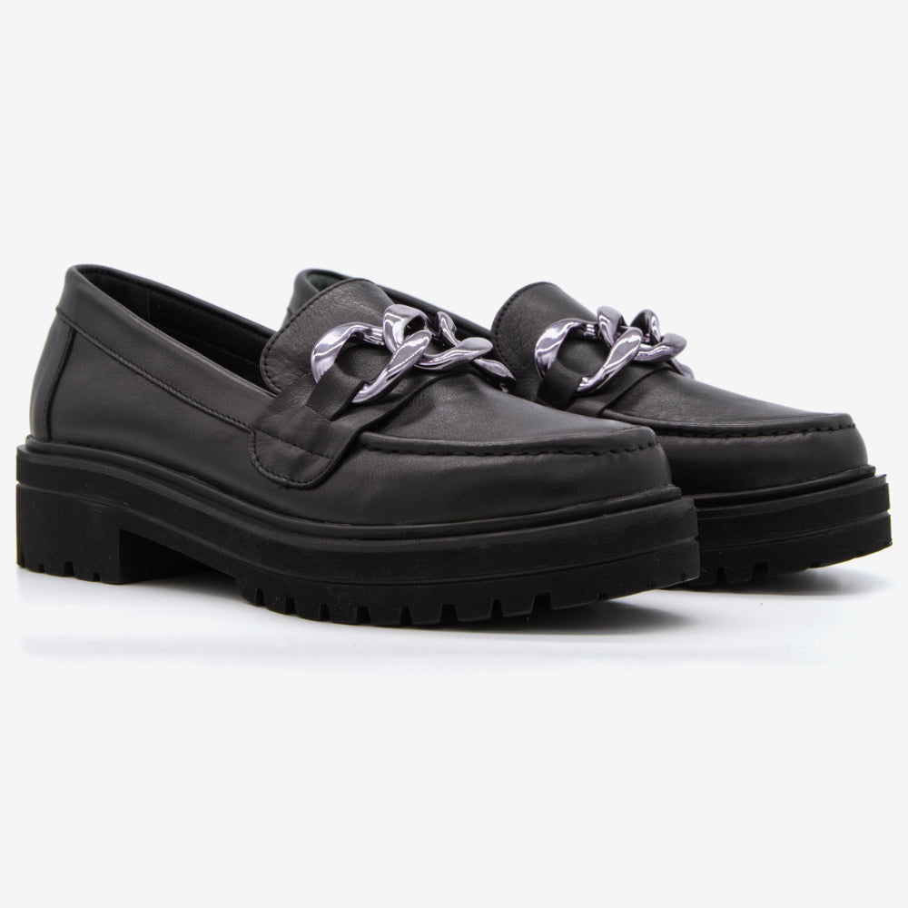 Level Anatomic 6571 Γυναικεία Ανατομικά Παπούτσια Loafers Δερμάτινα Μαύρα