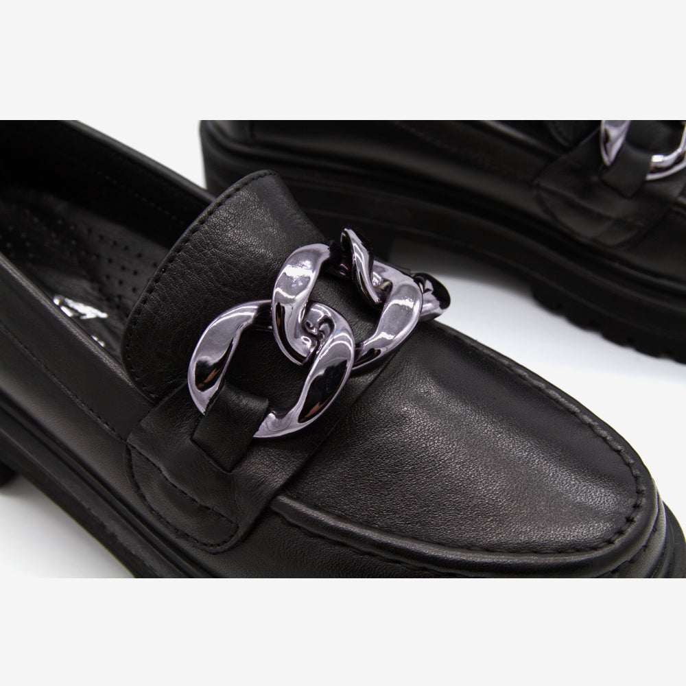 Level Anatomic 6571 Γυναικεία Ανατομικά Παπούτσια Loafers Δερμάτινα Μαύρα