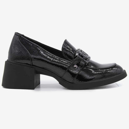 Level Anatomic 6589 Γυναικεία Ανατομικά Παπούτσια Loafers Λουστρίνι με Τακούνι Μαύρα