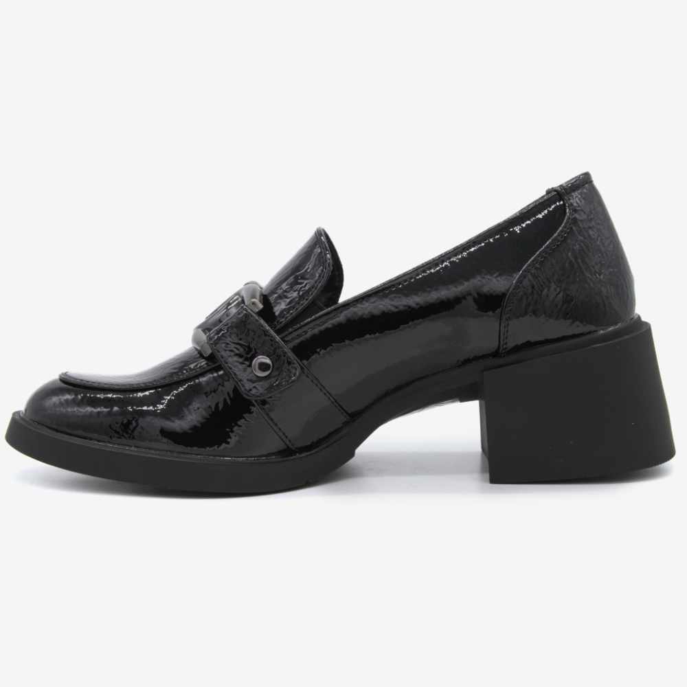 Level Anatomic 6589 Γυναικεία Ανατομικά Παπούτσια Loafers Λουστρίνι με Τακούνι Μαύρα