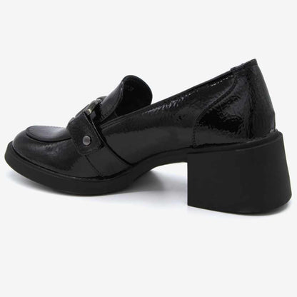 Level Anatomic 6589 Γυναικεία Ανατομικά Παπούτσια Loafers Λουστρίνι με Τακούνι Μαύρα