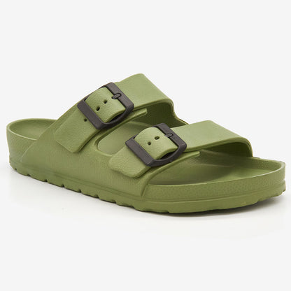 Unisex ανατομική παντόφλα Level Anatomic 167 χακί EVA - εμπρόσθια πλάγια όψη με ρυθμιζόμενα λουράκια