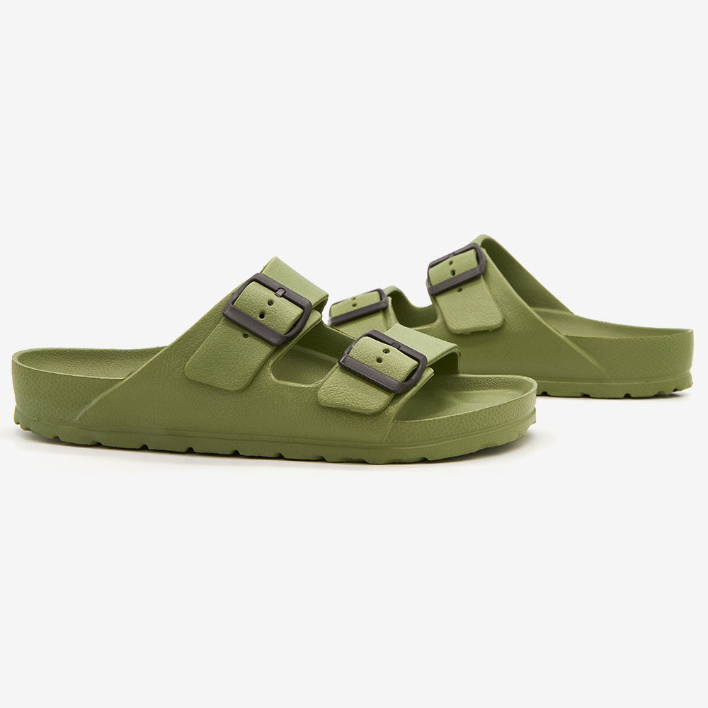 Unisex ανατομική παντόφλα Level Anatomic 167 χακί - πλάγια όψη ζεύγους με διπλή αγκράφα