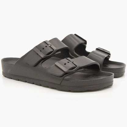 Unisex ανατομική παντόφλα Level Anatomic 167 μαύρο - πλάγια όψη ζεύγους με διπλή αγκράφα