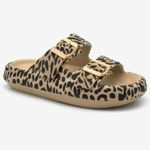 Level Anatomic 170 C1 Γυναικείες Aνατομικές Παντόφλες Animal Print Μπεζ Μαύρο