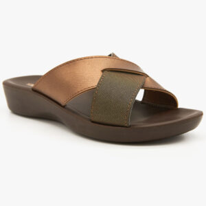 Ceyo PARMA-10 Γυναικείες Ανατομικές Παντόφλες Χιαστί Καφέ-Μπρονζέ