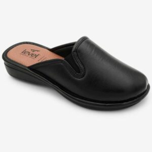 Level Anatomic 4091 Γυναικείες Ανατομικές Παντόφλες με Δερμάτινο Πάτο και Λάστιχο Μαύρες