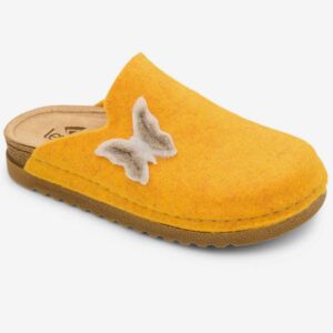 Level Anatomic 4104 Γυναικείες Ανατομικές Παντόφλες Τσόχινες Κίτρινες