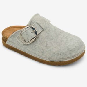 Level Anatomic 4106 Γυναικείες Ανατομικές Παντόφλες Τσόχινες με Αγκράφα Γκρι